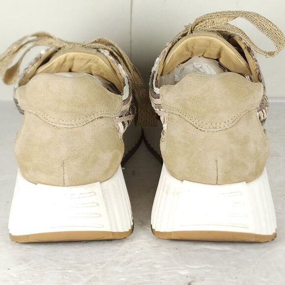 SOFTWAVES Women's Ardi US9,5-10 Sand Leather Raffia Woven Platform Sneakers - Picture 12 of 16